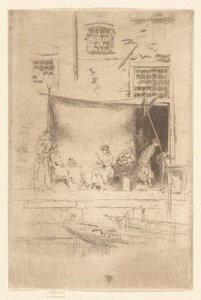 Obststand, aus dem zweiten Venedig-Set (Ein Satz von sechsundzwanzig Radierungen) von James Abbott McNeill Whistler