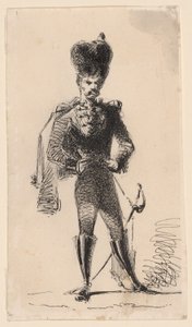 Husar (recto) Mann mit Zylinder und verbundenem Kopf (verso) von James Abbott McNeill Whistler