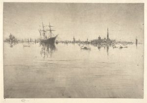 Nocturne, aus dem First Venice Set (Venedig, eine Serie von zwölf Radierungen) von James Abbott McNeill Whistler
