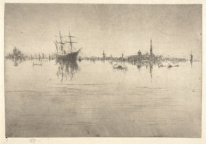Nocturne, aus dem Ersten Venedig-Set (Venedig, Eine Serie von zwölf Radierungen) von James McNeill Whistler