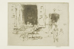 Der Schubkarren - Quartier des Marolles, Brüssel von James Abbott McNeill Whistler