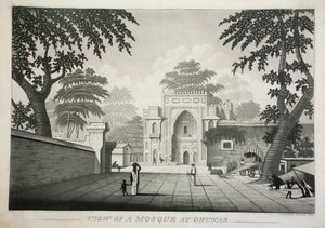 Ansicht einer Moschee in Chunar, veröffentlicht 1810, Gravur