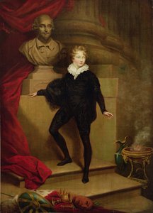 Meister Betty als Hamlet vor einer Büste von Shakespeare, ca. 1804-06 von James Northcote
