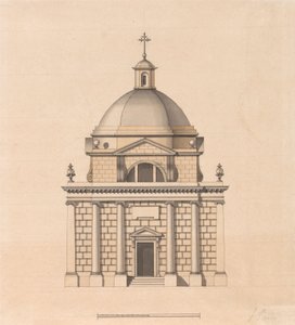 Entwurf für einen Tempel auf quadratischem Grundriss mit Kuppel: Aufriss