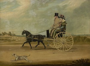 Tom Thumb mit Peter Brown und seiner Frau in einer Kutsche, 1828 von James Pollard