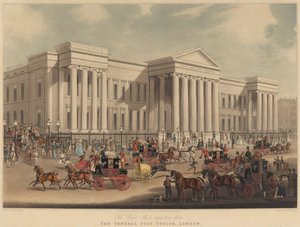 Die Abfahrt der königlichen Post vom Hauptpostamt, London von James Pollard after R.G. Reeve