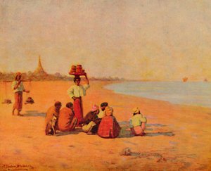 Am Ufer des Irrawaddy - Warten auf den Dampfer, 1913 von James Raeburn Middleton