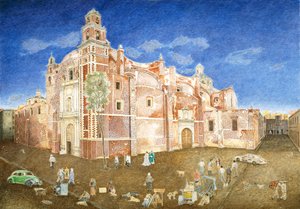 Frauen kämpfen vor der Kirche Santa Catarina, 2001 von James Reeve