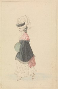 Eine modebewusste Frau im Spaziergangskleid