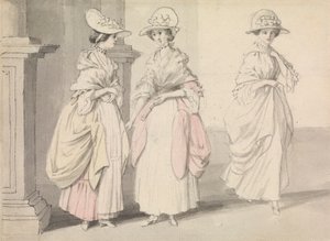 Drei Damen auf einer Terrasse stehend von James Roberts