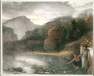 Landschaft mit einem Tempel und pastoralen Figuren von James Smetham