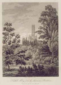 Fonthill Abbey von der amerikanischen Plantage, veröffentlicht von W. Clarke, New Bond Street, 1812