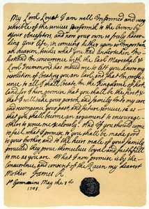 Brief von James Edward Stuart an Simon Fraser, Lord Lovat, St. Germains, 3. Mai 1703