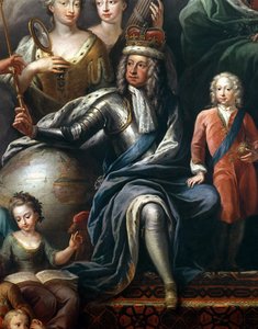 Georg I. und sein Enkel, Prinz Friedrich, (Detail) von James Thornhill