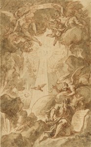 Vorbereitende Zeichnung für den Stich von C. du Bosc, für die Kapellenbibel des Royal Marine College. Werk von James Thornhill (frühes 18. Jahrhundert) von James Thornhill