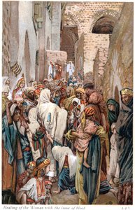 Frau, die den Saum von Jesu Gewand berührt und geheilt wird
