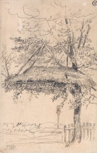 Ein Strohdachunterstand, der an einem Baum aufgehängt ist von James Ward