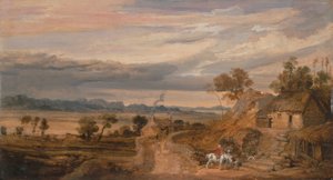 Landschaft mit Hütten