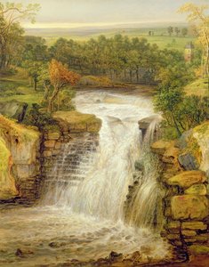 Die Wasserfälle des Clyde nach einer Flut, 1852 von James Ward