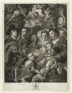 Porträt von Jacques Jordaens mit seinen Eltern, Brüdern und Schwestern (Schilderijen aus The Houghton Gallery) von James Watson (prentmaker)