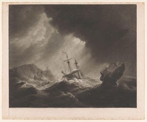 Sturm auf See mit Schiffbruch und sinkendem Schiff von James Watson (prentmaker)