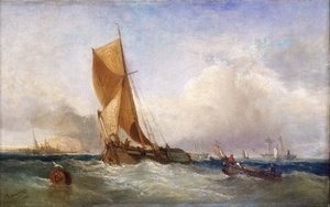 Ein Segelboot von der Themse (England), für den Transport und Handel entlang des Flusses und an der Ostküste. Öl auf Leinwand