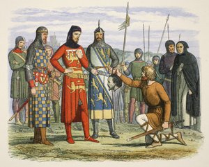 Gavestons Kopf wird dem Earl of Lancaster gezeigt, aus A Chronicle of England BC 55 to AD 1485, veröffentlicht in London von James William Edmund Doyle