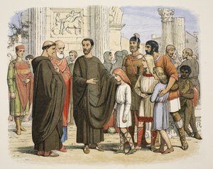 Gregor und die englischen Sklaven in Rom, 590 n. Chr., aus A Chronicle of England BC 55 to AD 1485, veröffentlicht London, 1863 von James William Edmund Doyle