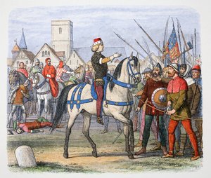 König Richard II. trifft die Rebellen in Smithfield, Bauernaufstand, 1381, 1864