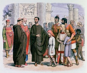 Papst Gregor in Rom sieht blonde Sklaven