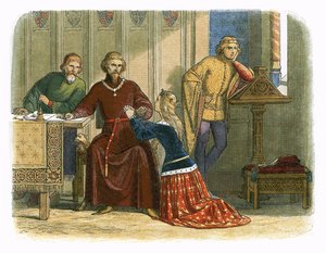Königin Anne bittet Gloucester und Arundel für Sir Simon Burley von James William Edmund Doyle