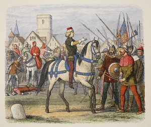 Richard übernimmt das Kommando der Rebellen im Bauernaufstand, aus A Chronicle of England BC 55 to AD 1485, veröffentlicht in London von James William Edmund Doyle