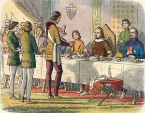 Der Prinz bedient König Johann am Tisch, 1356, 1864 von James William Edmund Doyle