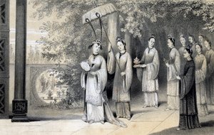Die Kaiserin und ihre Begleiter auf dem Weg zum Tempel aus dem Maulbeerhain, 1847
