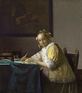 Eine Dame schreibt, ca. 1665 von Johannes Vermeer