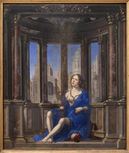 Danaë. Jupiter verwandelt sich in einen goldenen Regen, um die junge Frau zu verführen. Gemälde von Jan Gossaert genannt Mabuse (1478-1532), Öl auf Holz (95 x 113 cm)