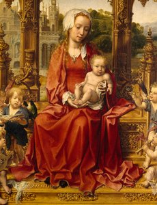 Madonna mit Kind und musizierenden Engeln, zentrales Panel des Malvern-Triptychons von Jan (c.1472 c.1533) Gossaert