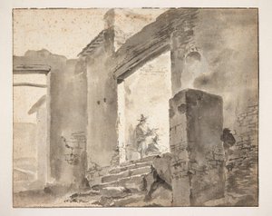 Zwei Zeichner in einer Ruine von Jan Baptist Weenix