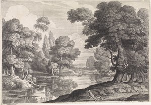 Landschaft mit Jäger, der auf Enten jagt von Jan Baptist de Wael