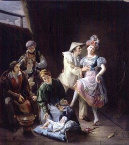 Reisende Schauspieler ruhen sich hinter den Kulissen aus von Jan Baptiste de Landtsheer