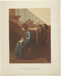 Hindeloopen Frau im Kircheninneren von Jan Bos Wz.