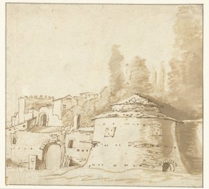 Italienisches Gebäude mit schwerem Rundturm von Jan Both (attributed to)