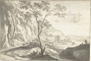 Berglandschaft mit Figuren von Jan Both (possibly)