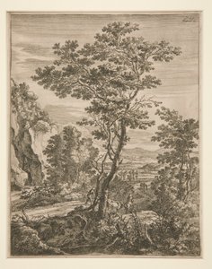 Landschaft mit einem großen Baum