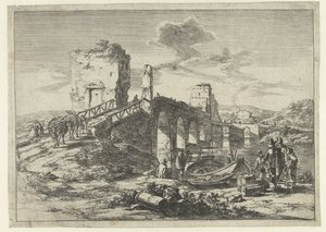Landschaft mit Brücke, die Ponte Molle