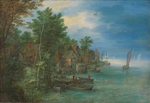 Ansicht eines Dorfes an einem Fluss von Jan Brueghel (I)