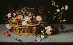 Stillleben mit Korb und Blumenvase, ca. 1620 von Jan Brueghel the Younger