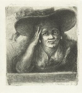Frau mit großem rundem Hut von Jan Chalon