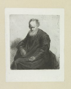 Sitzender alter Mann mit langem Mantel (The Compleat Work of Etchings by John Chalon) von Jan Chalon