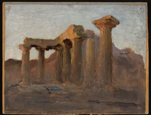 Apollontempel in Korinth bei Sonnenaufgang. Von einer Reise nach Griechenland von Jan Ciągliński